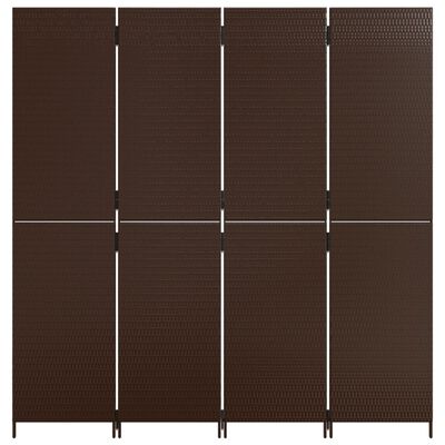 vidaXL Room Divider 4 Panels Brown Poly Rattan