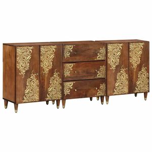vidaXL Bathroom Cabinet Set with Drawer 3 pcs Honey Brown and Gold