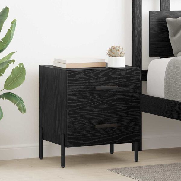 vidaXL Bedside Cabinet Black Oak 40 x 35 x 47.5 cm Engineered Wood