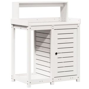 vidaXL Potting Table with Shelves White 82,5x50x109,5 cm Solid Wood Pine