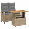 vidaXL 2 Piece Garden Dining Set with Cushions Beige Poly Rattan
