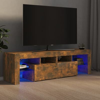 vidaXL TV Cabinet with LED Lights Smoked Oak 140x36.5x40 cm