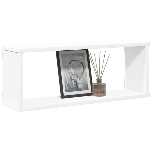 vidaXL Wall Cube Shelf 4 pcs White 60x15x23 cm Engineered Wood