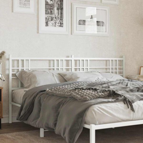 vidaXL Metal Replace Headboard White 200cm