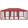 vidaXL Party Tent with 10 Mesh Sidewalls Red 6x4 m HDPE