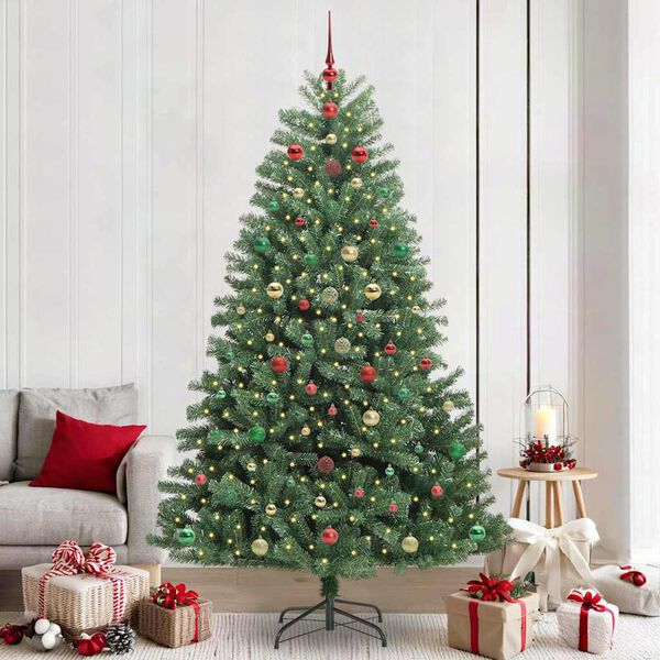 vidaXL Artificial Hinged Christmas Tree Green 240 cm PVC and Metal