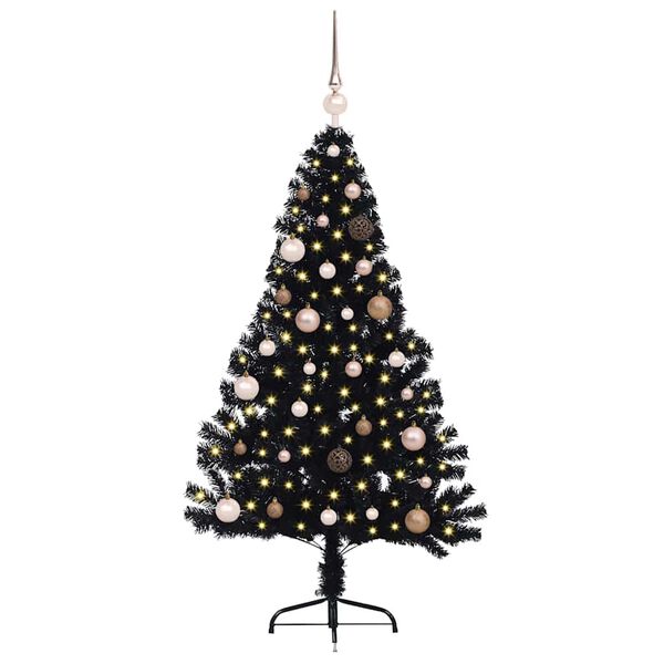 vidaXL Artificial Pre-lit Christmas Tree Black 150 cm PVC