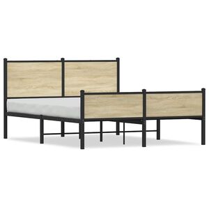 vidaXL Metal Bed Frame without Mattress Sonoma Oak 140x190 cm