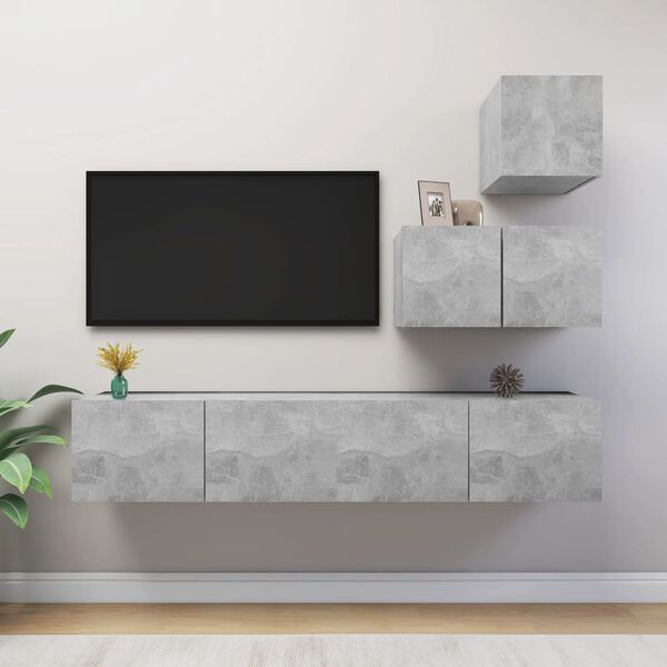 vidaXL 4 Piece TV Cabinet Set Concrete Grey Engineered Wood