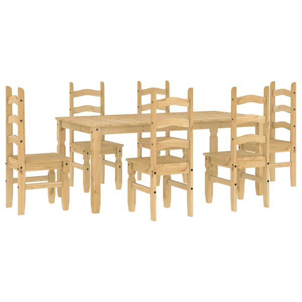 vidaXL 7 Piece Dining Set Panama Solid Wood Pine