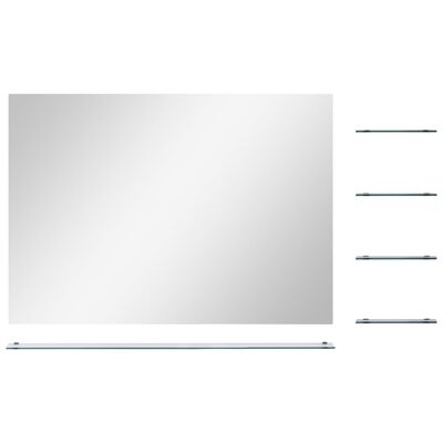 vidaXL Wall Mirror with 5 Shelves Silver 80x60 cm