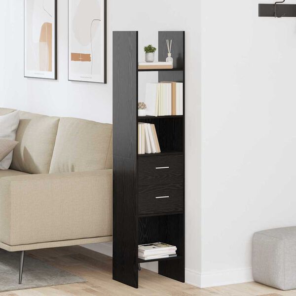 vidaXL Book Cabinet Black oak 40 x 35 x 180 cm Engineered wood