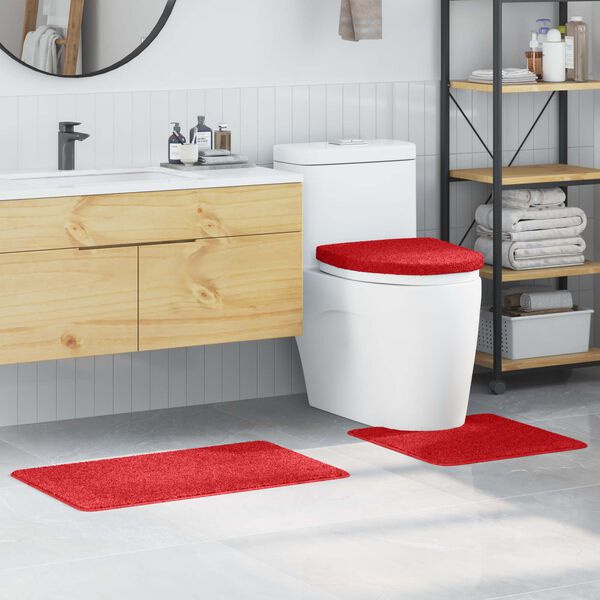 vidaXL Anti-slip Bath Mat Set 3 pcs Red PP