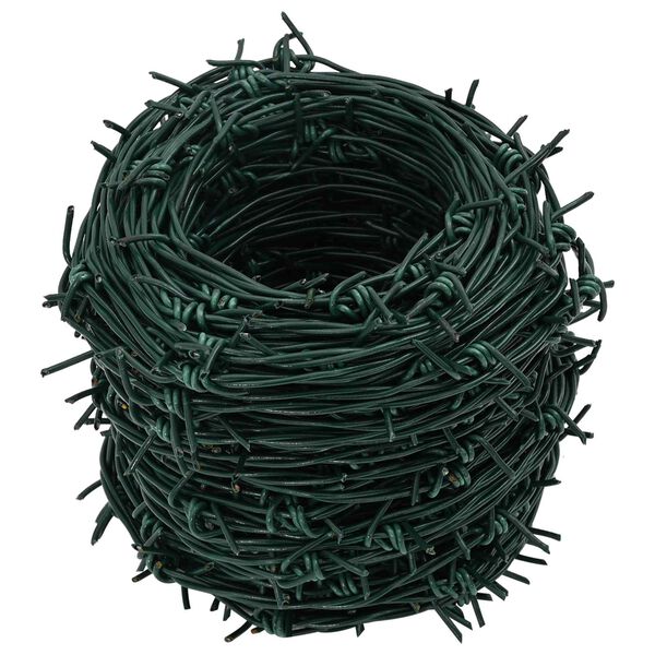 vidaXL Barbed Wire Green 50 m PVC-coated Steel