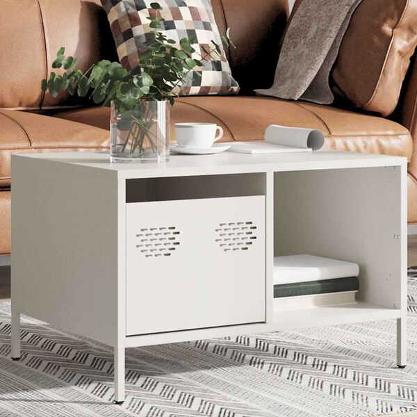 vidaXL Coffee Table White 68.5x50x43.5 cm Cold-rolled Steel