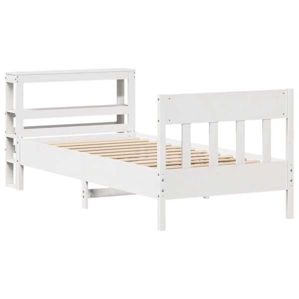 vidaXL Bed Frame without Mattress White 90x190 cm Single Solid Wood Pine