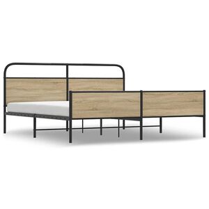 vidaXL Metal Bed Frame without Mattress Smoked Oak 183x213 cm