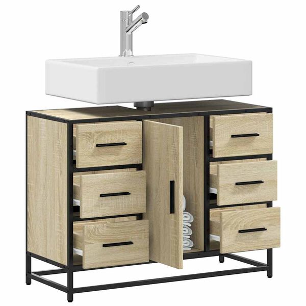 vidaXL Bathroom Sink Cabinet Sonoma Oak 80x33x60 cm Engineered Wood