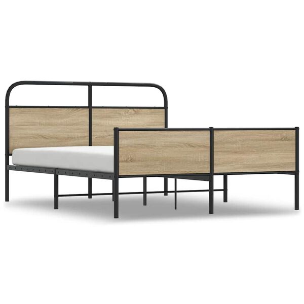 vidaXL Metal Bed Frame without Mattress Smoked Oak 160x200 cm