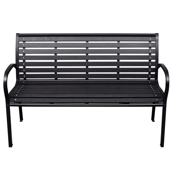 vidaXL Garden Bench Black 116 cm Steel and WPC