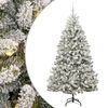 vidaXL Artificial Hinged Christmas Tree Green and White 210 cm