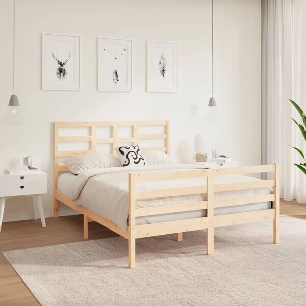 vidaXL Bed Frame without Mattress Solid Wood 135x190 cm Double