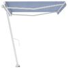 vidaXL Freestanding Manual Retractable Awning 450x350 cm Blue/White