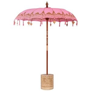 vidaXL Balinese Parasol with Base &Oslash; 180-190 cm Pink