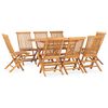 vidaXL 9 Piece Folding Outdoor Dining Set Solid Teak Wood