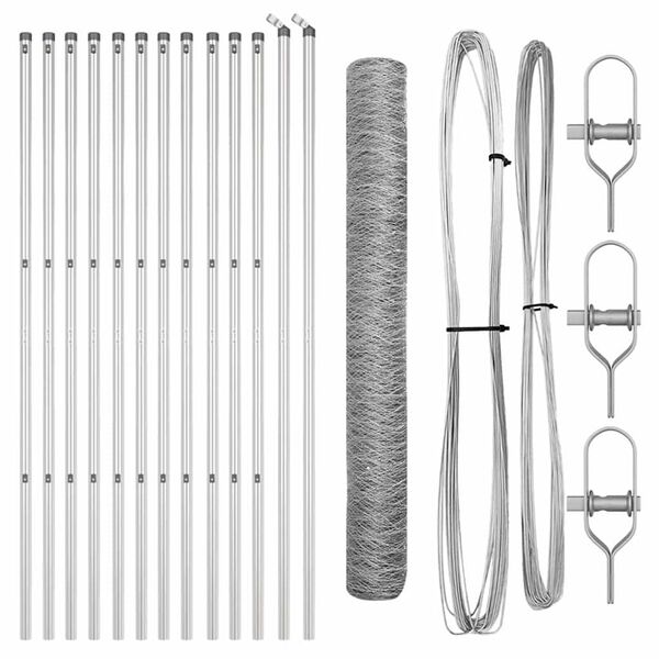 vidaXL Fence Post Silver 25 x 1.2 m (50 mm mesh) Steel