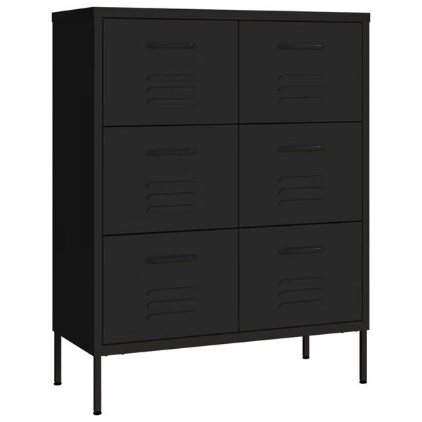 vidaXL Drawer Cabinet Black 80x35x101.5 cm Steel