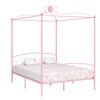 vidaXL Canopy Bed Frame without Mattress Pink Metal 160x200 cm