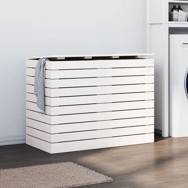 vidaXL Laundry Basket White 88.5x44x66 cm Solid Wood Pine