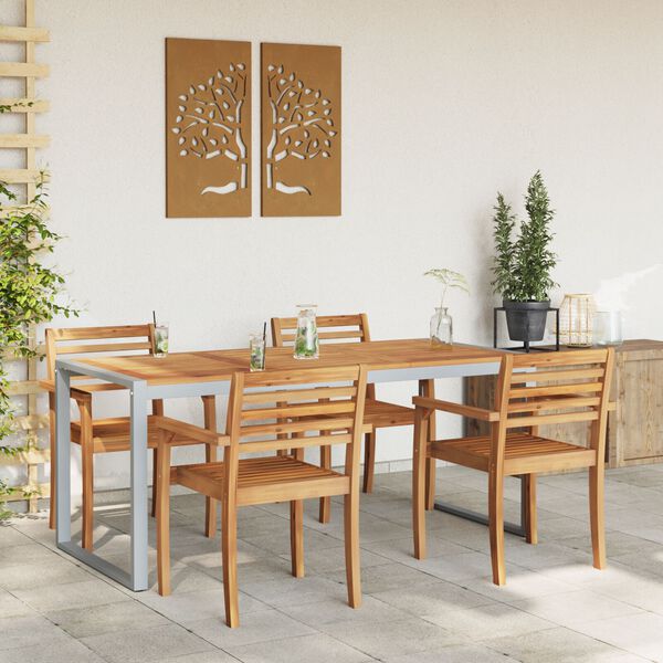 vidaXL Garden Dining Table Grey 180 x 90 x 75 cm Solid Acacia Wood