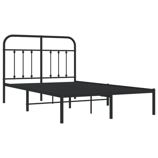 vidaXL Metal Bed Frame without Mattress with Headboard Black 120x200cm