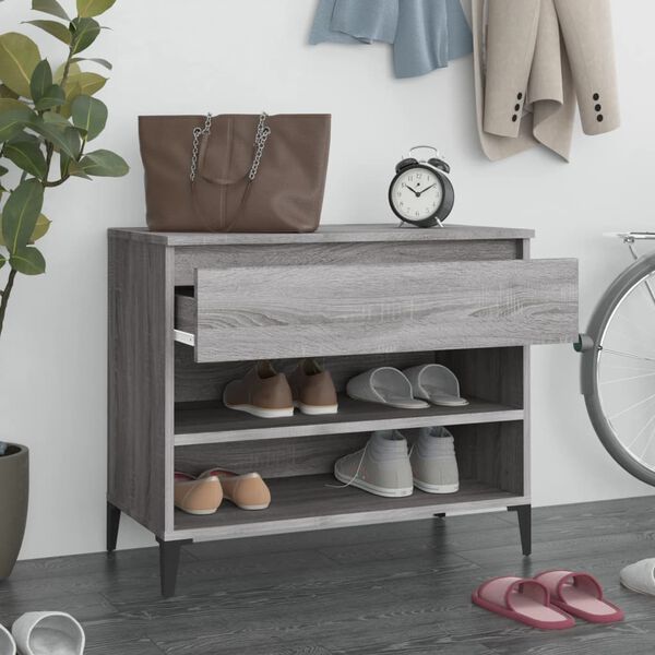 vidaXL Shoe Cabinet Grey Sonoma 70x36x60 cm Engineered Wood