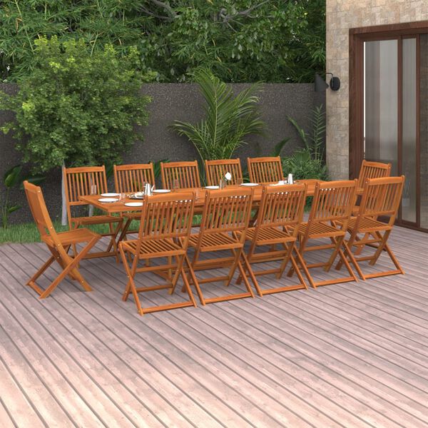 vidaXL 13 Piece Garden Dining Set 280x90x75 cm Solid Wood Acacia