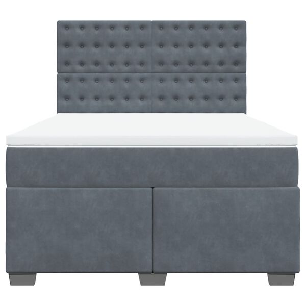 vidaXL Box Spring Bed with Mattress Dark Grey 140x190 cm Velvet