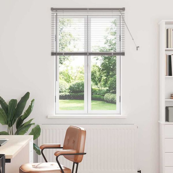 vidaXL Window Blind with Curtains Manual Silver Aluminium