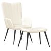 vidaXL Relaxing Chair with a Stool Cream White Velvet
