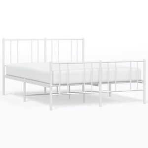 vidaXL Metal Bed Frame without Mattress with Footboard White 140x200cm