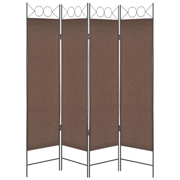 vidaXL 4-Panel Room Divider Brown 160x180 cm