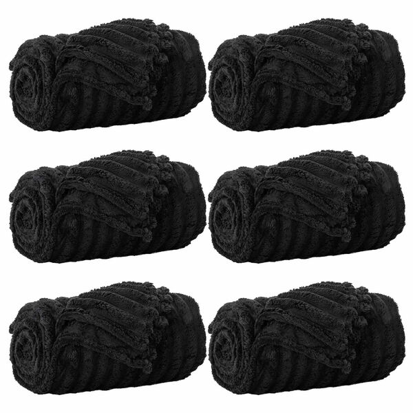 vidaXL Throw Blankets 6 pcs Black 240 x 220 cm Fleece
