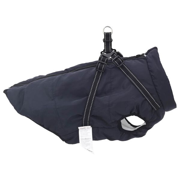 vidaXL Dog Coat with Harness Navy Blue L52 Fleece and Polyester