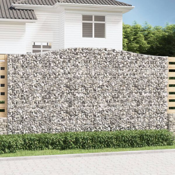 vidaXL Arched Gabion Baskets 8 pcs 400x50x220/240 cm Galvanised Iron