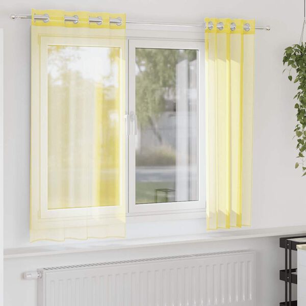 vidaXL Voile Curtains with Grommets 2 pcs Yellow