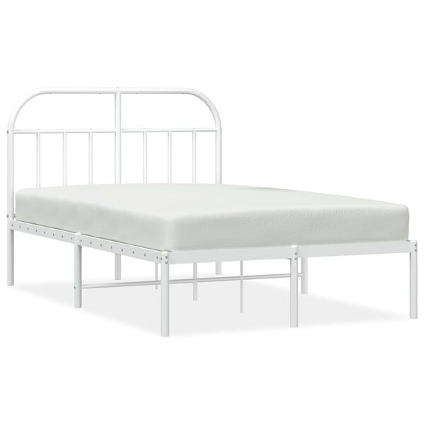 vidaXL Metal Bed Frame without Mattress with Headboard White 120x190cm