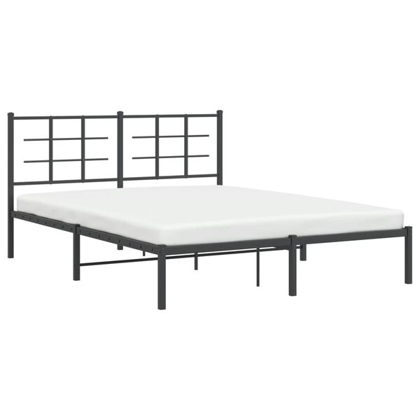 vidaXL Metal Bed Frame without Mattress with Headboard Black 150x200cm