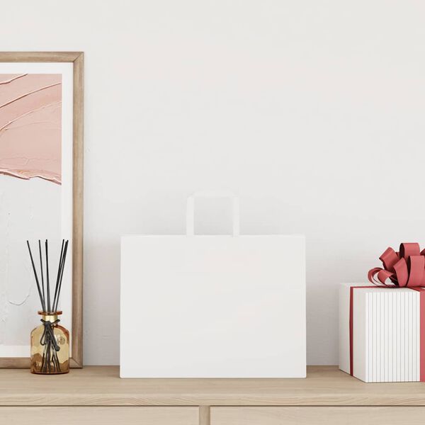 vidaXL Paper Bags 50 pcs with Handles White 32x17x25 cm