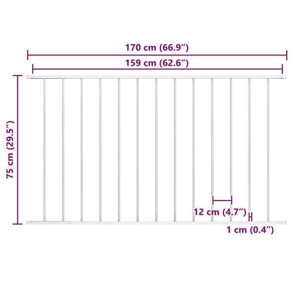 vidaXL Fence Panel Woerden Powder-coated Steel 1.7x0.75 m White